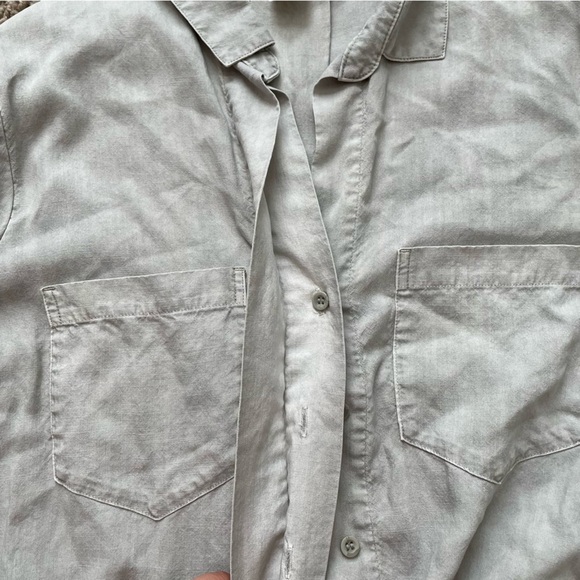 Cloth & Stone Anthropologie Green Split Back Buttondown High Low Shirt size S - Picture 9 of 15